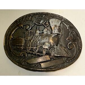Vintage Locomotive Railroad Train Metal Belt Buckle